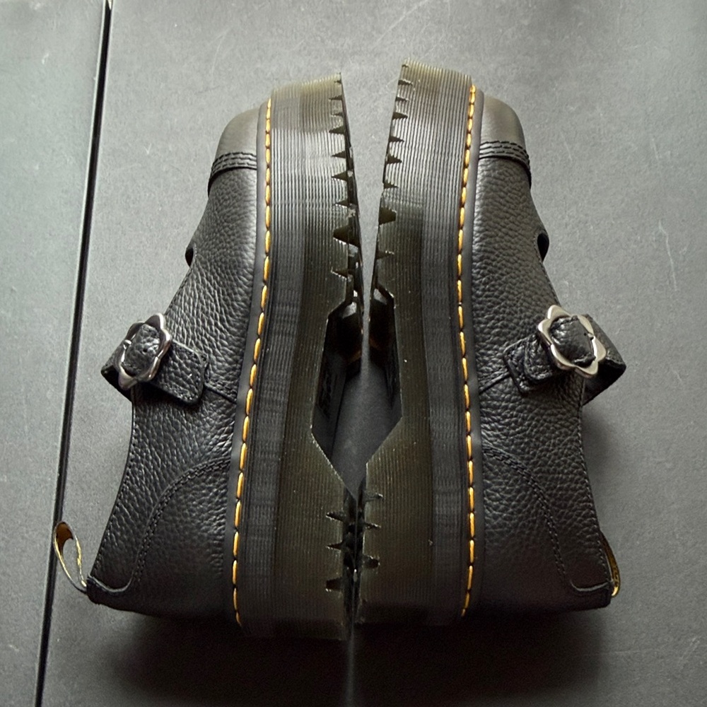 NWOT-Dr. Martens Addina Flower Black Leather Buckle Mary Jane Dress Shoes Size 9 - Picture 5 of 7